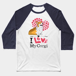 I Love Corgi White T-shirt Baseball T-Shirt